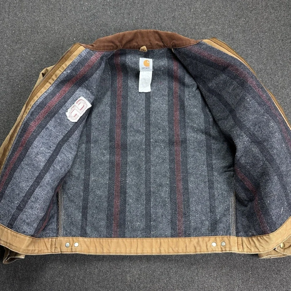 Vintage Carhartt Detroit Jacket J01 BRN Blanket Lined Tan Size 48 RARE *logo‎